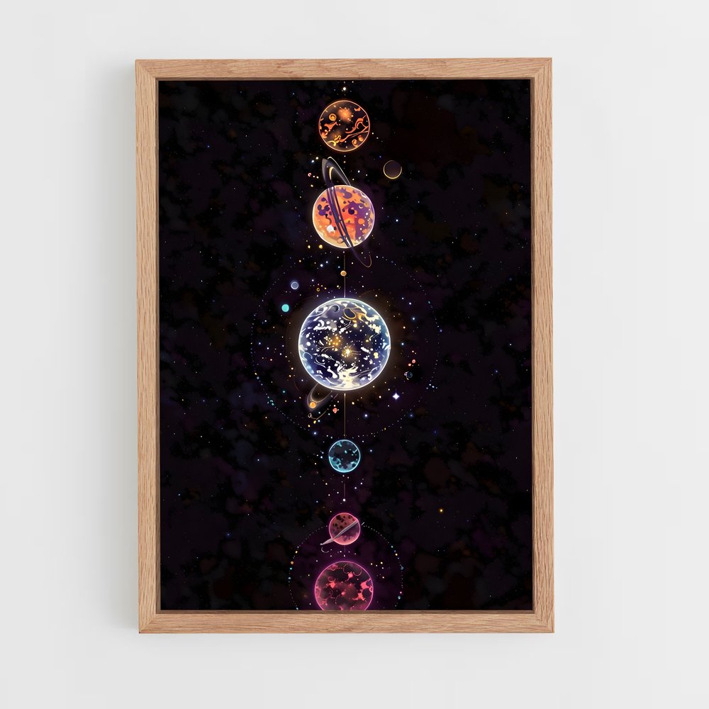 Poster Cosmos Coloré – affiche Système solaire (vue 4)
